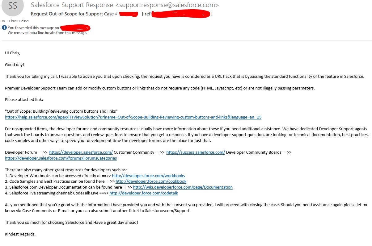 Response Salesforce Support Url Hack