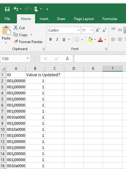 Account IDs updated with the Value Is updated Checkbox