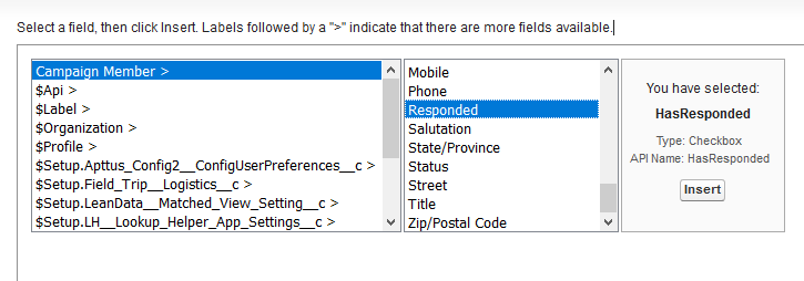 Available fields on the salesforce campaign member